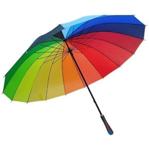 Windproof Rainbow Color Travel Umbrella Long Handle Anti UV Sun Protection Umbrella For Rain